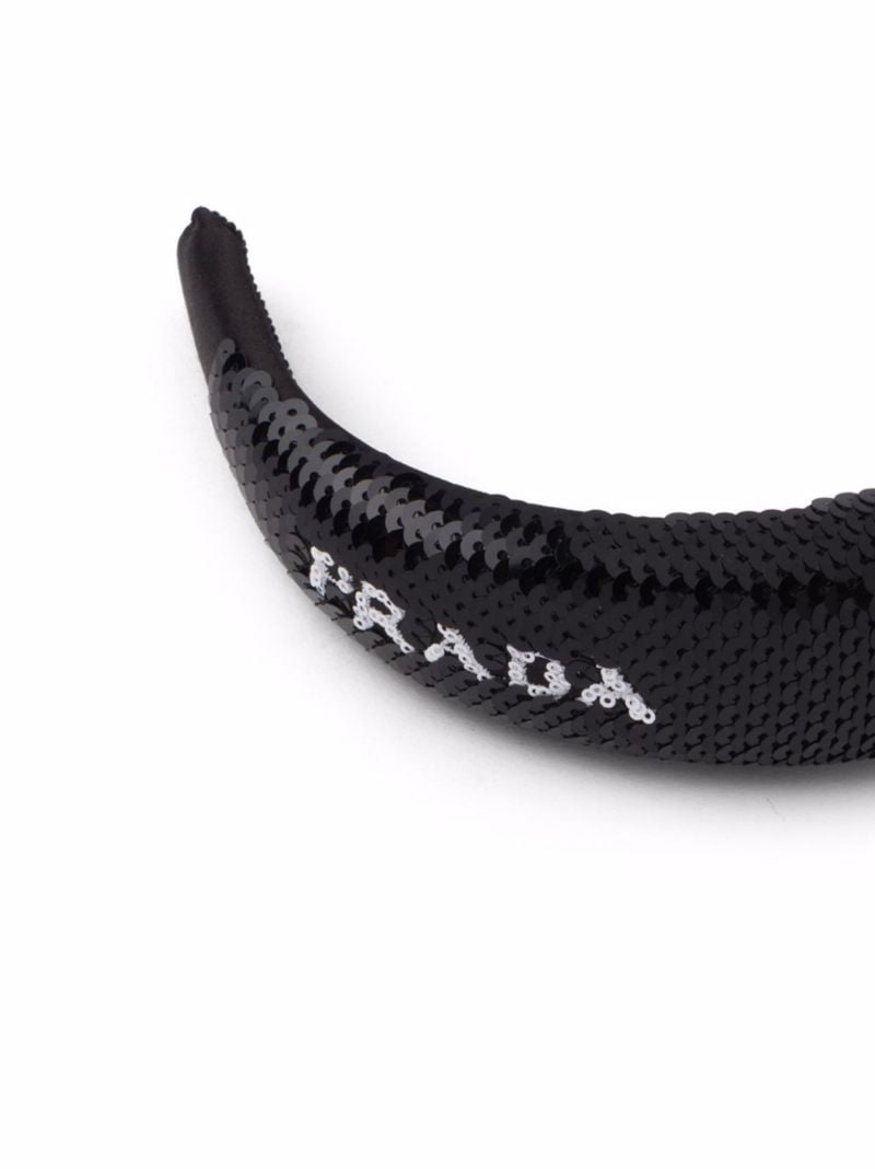 Black Logo Padded Sequin Headband
