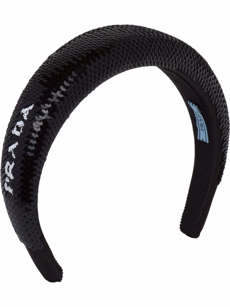 Black Logo Padded Sequin Headband