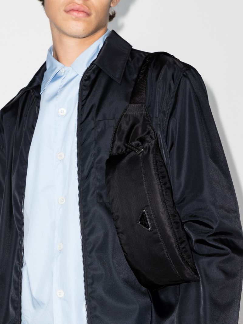 Black Re-nylon Logo Plaque Cross Body Bag