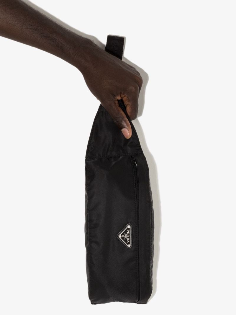 Black Re-nylon Logo Plaque Cross Body Bag