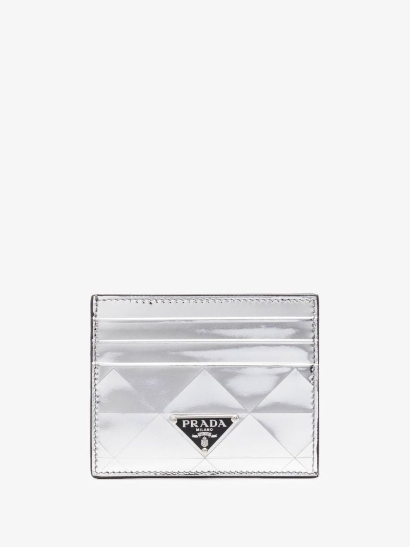 Silver Logo Leather Card Holder