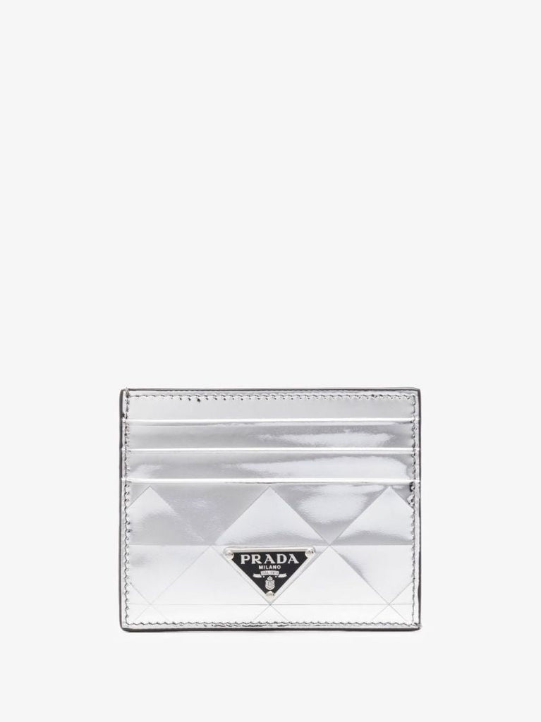 Silver Logo Leather Card Holder