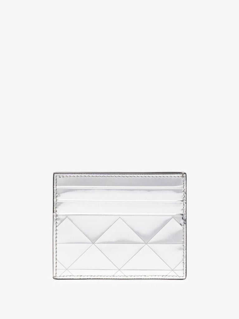Silver Logo Leather Card Holder