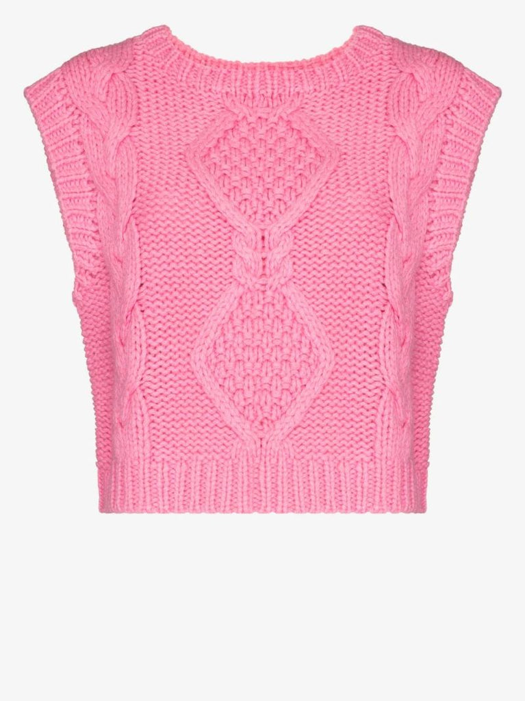 Renee Cable Knit Wool Sweater Vest