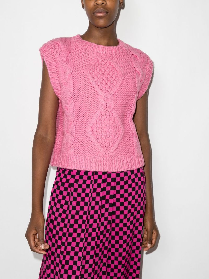 Renee Cable Knit Wool Sweater Vest