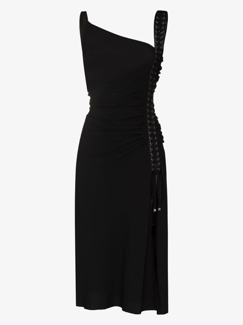 Asymmetric Ruched Side Slit Dress