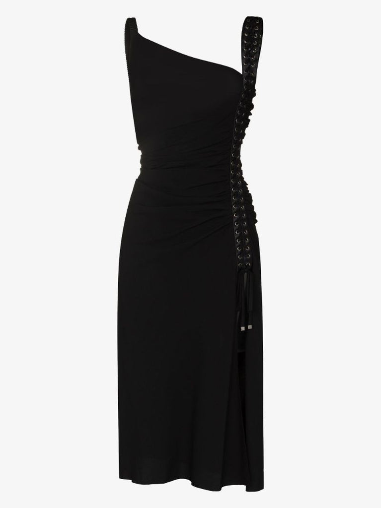 Asymmetric Ruched Side Slit Dress