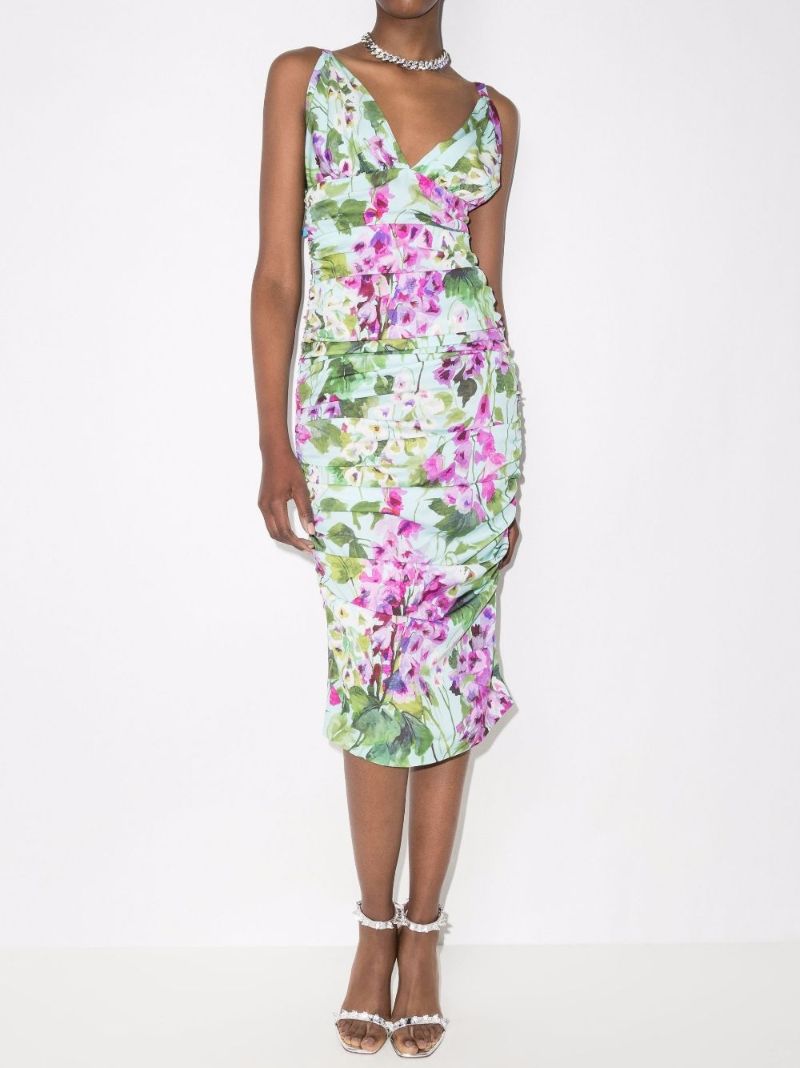 Floral Print Sleeveless Midi Dress