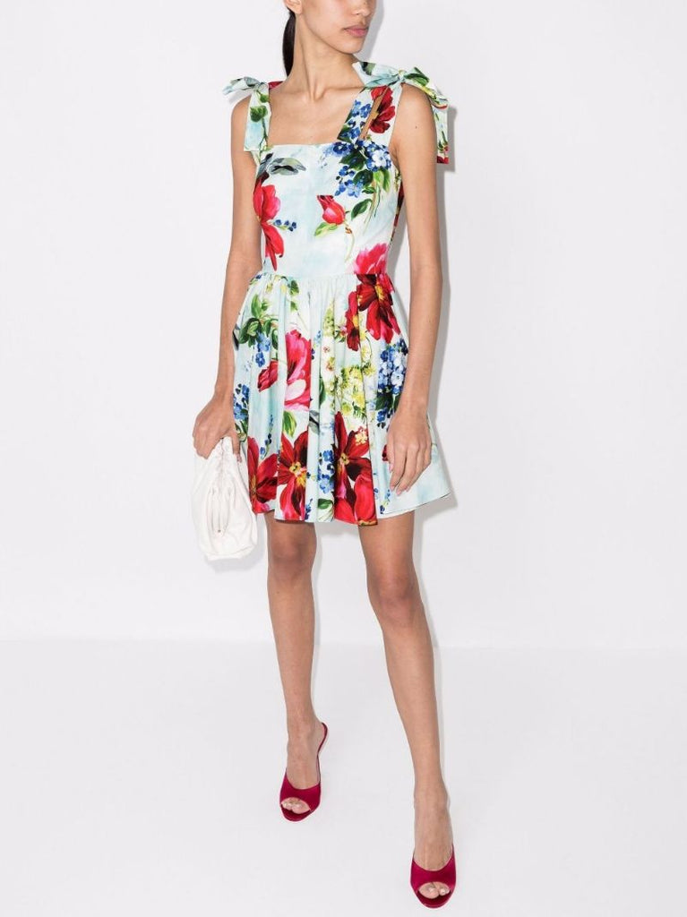 Floral Print Cotton Mini Dress