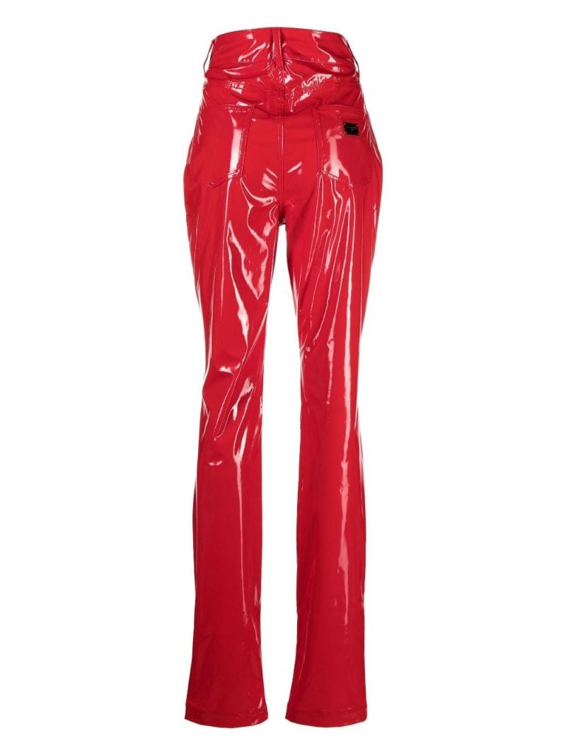 Red High Waist Vinyl Skinny Trousers