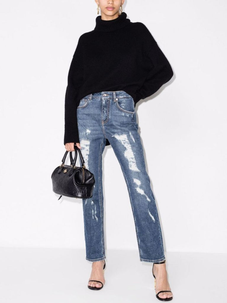 Distressed Straight Leg Jeans