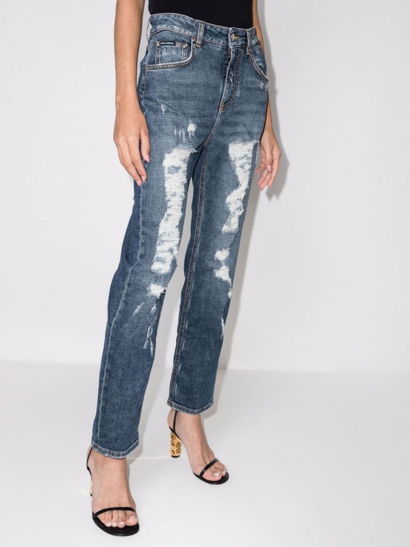 Distressed Straight Leg Jeans