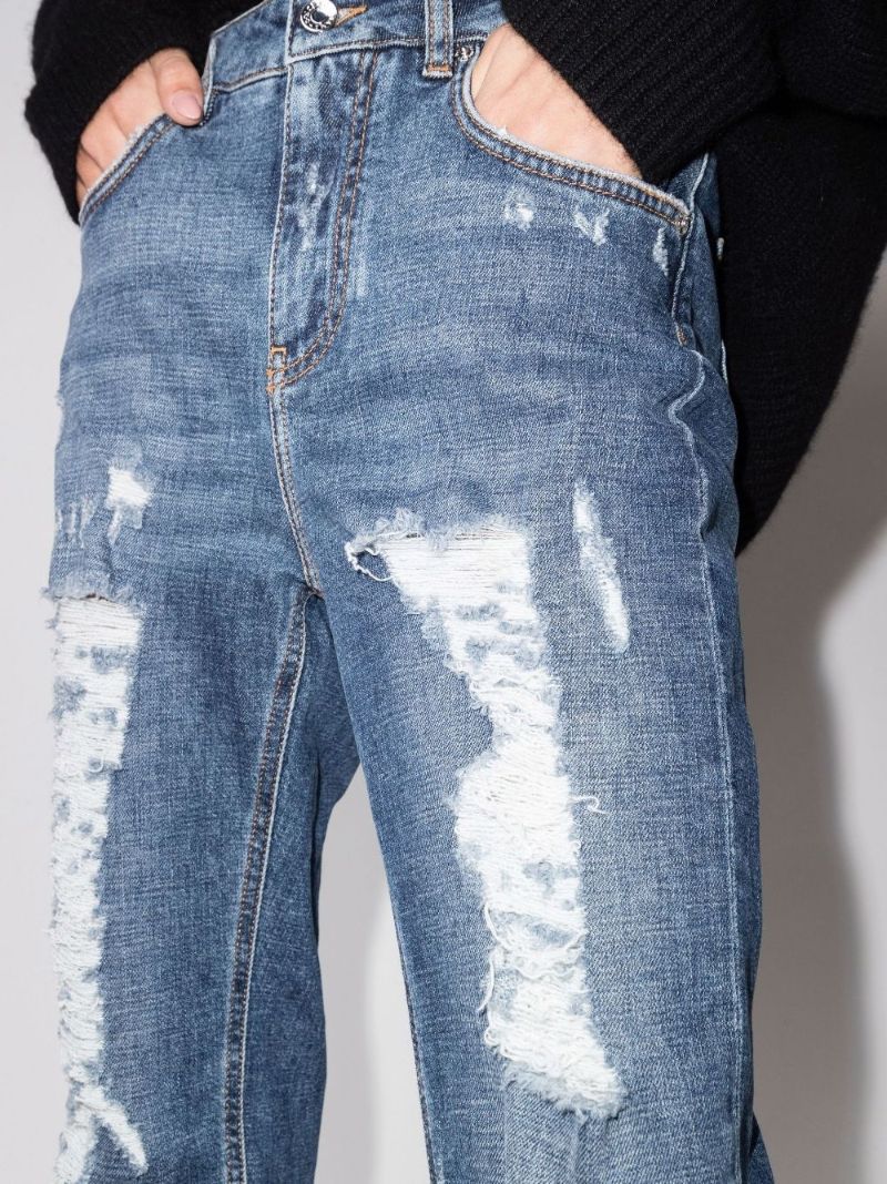 Distressed Straight Leg Jeans