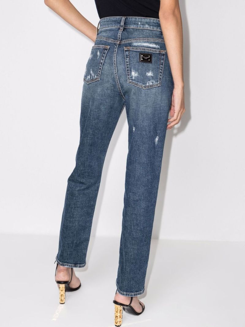 Distressed Straight Leg Jeans