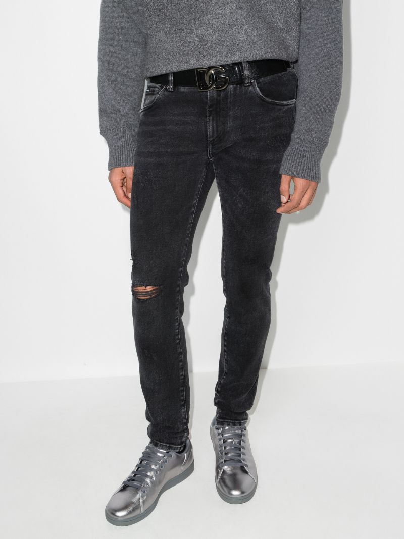 Distressed Slim Leg Jeans