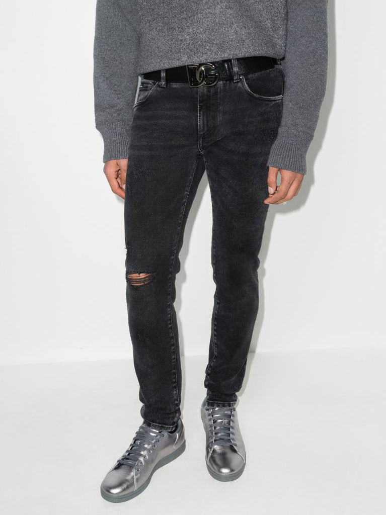 Distressed Slim Leg Jeans