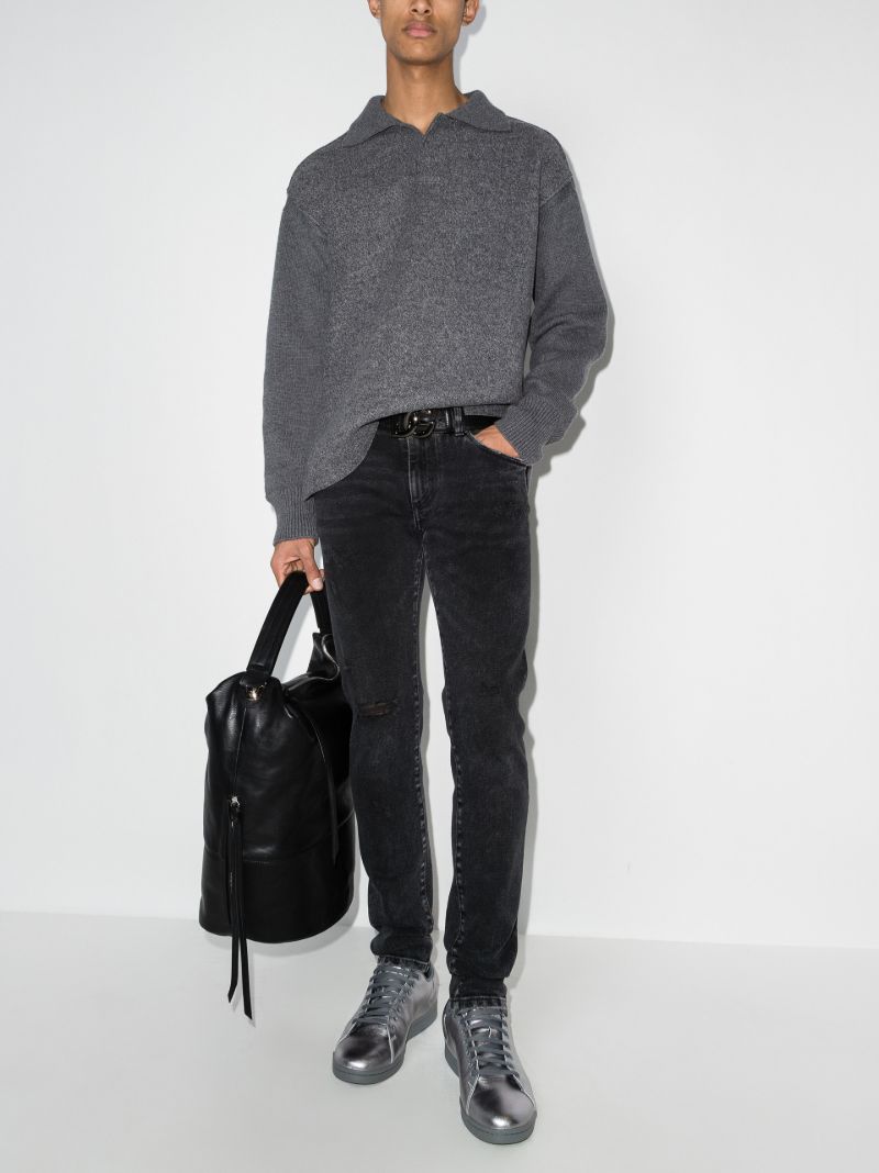 Distressed Slim Leg Jeans
