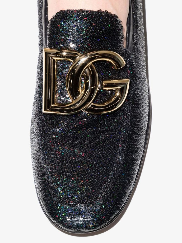 Black Ariosto Sequinned Loafers