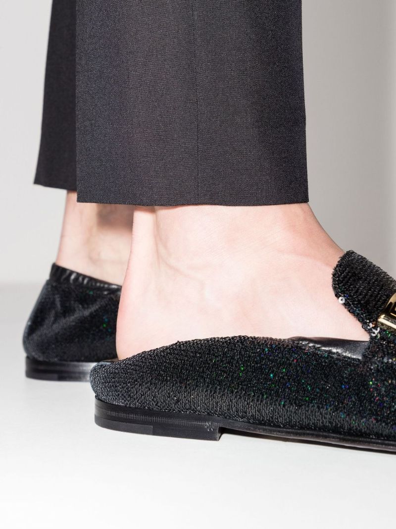 Black Ariosto Sequinned Loafers