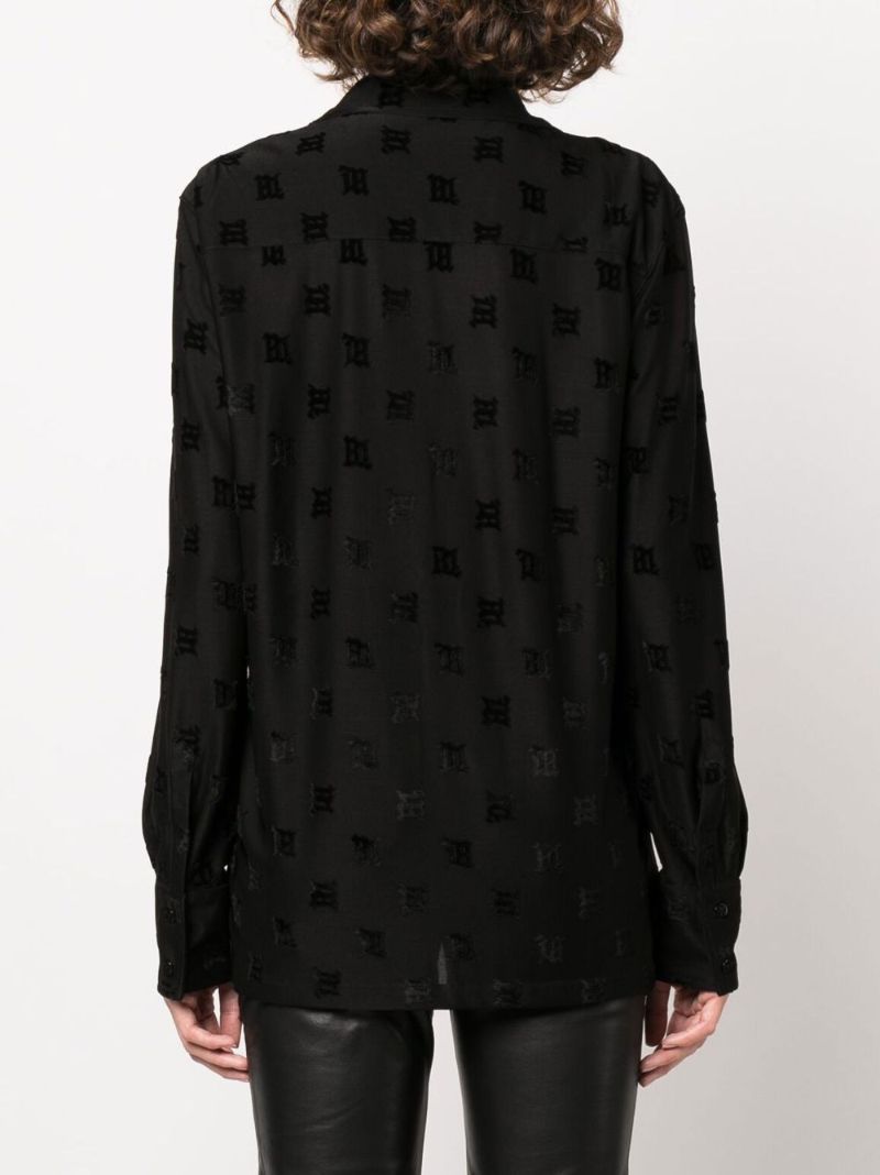 Black Velour Monogram Shirt