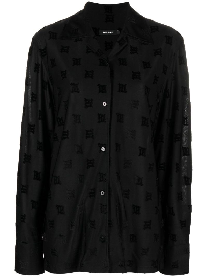 Black Velour Monogram Shirt