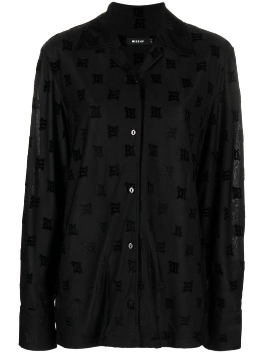 Black Velour Monogram Shirt
