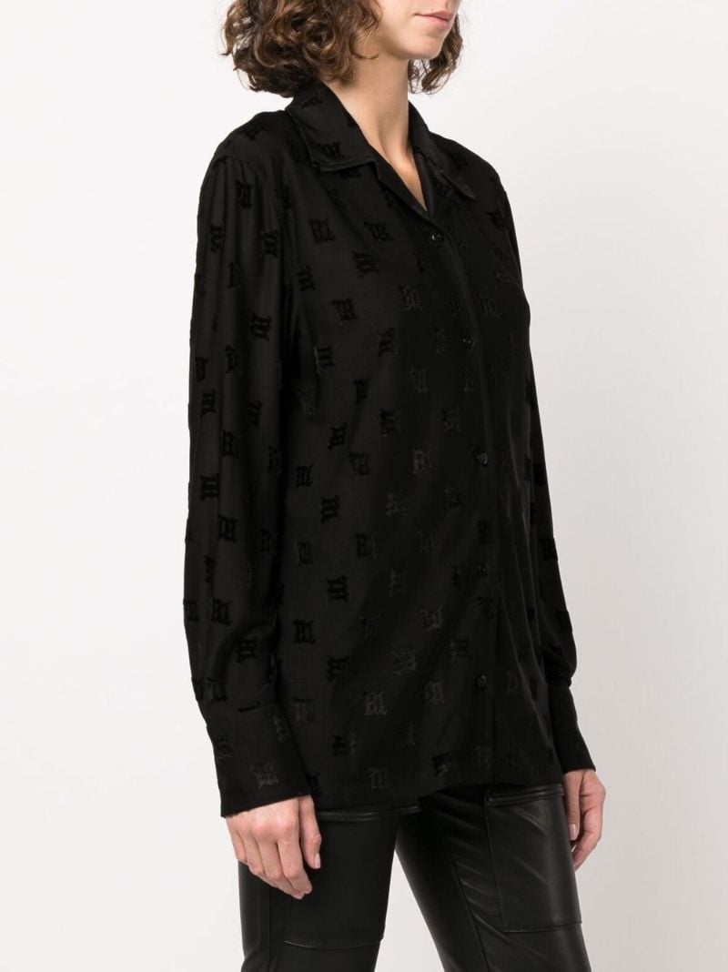 Black Velour Monogram Shirt