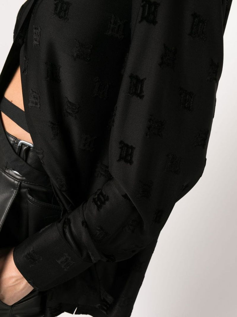 Black Velour Monogram Shirt