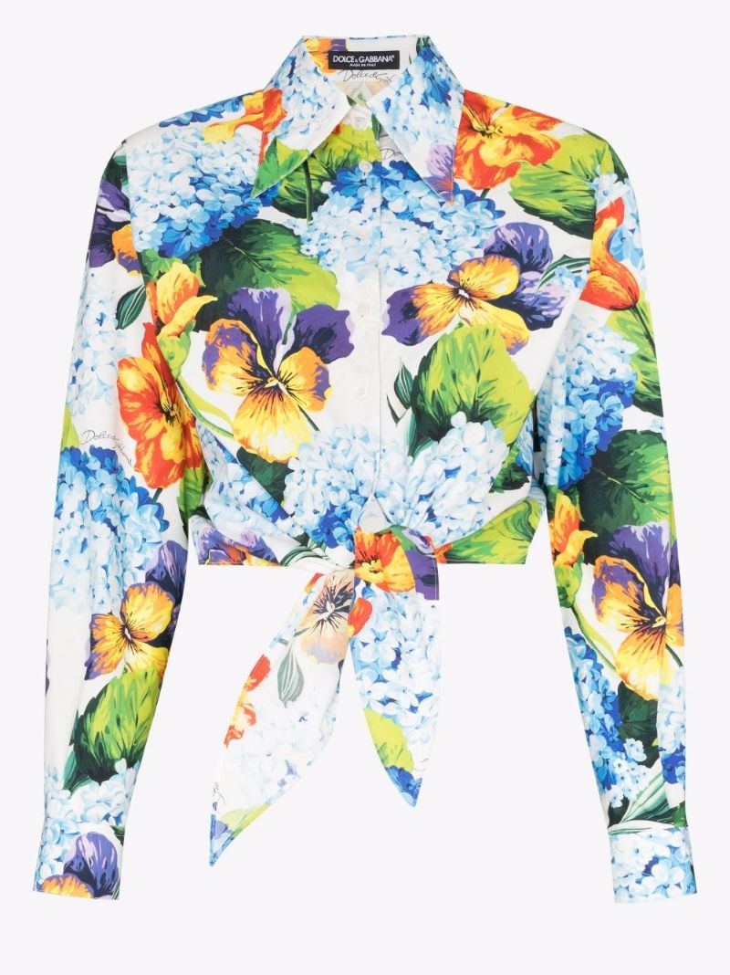 Floral-print Cropped Shirt