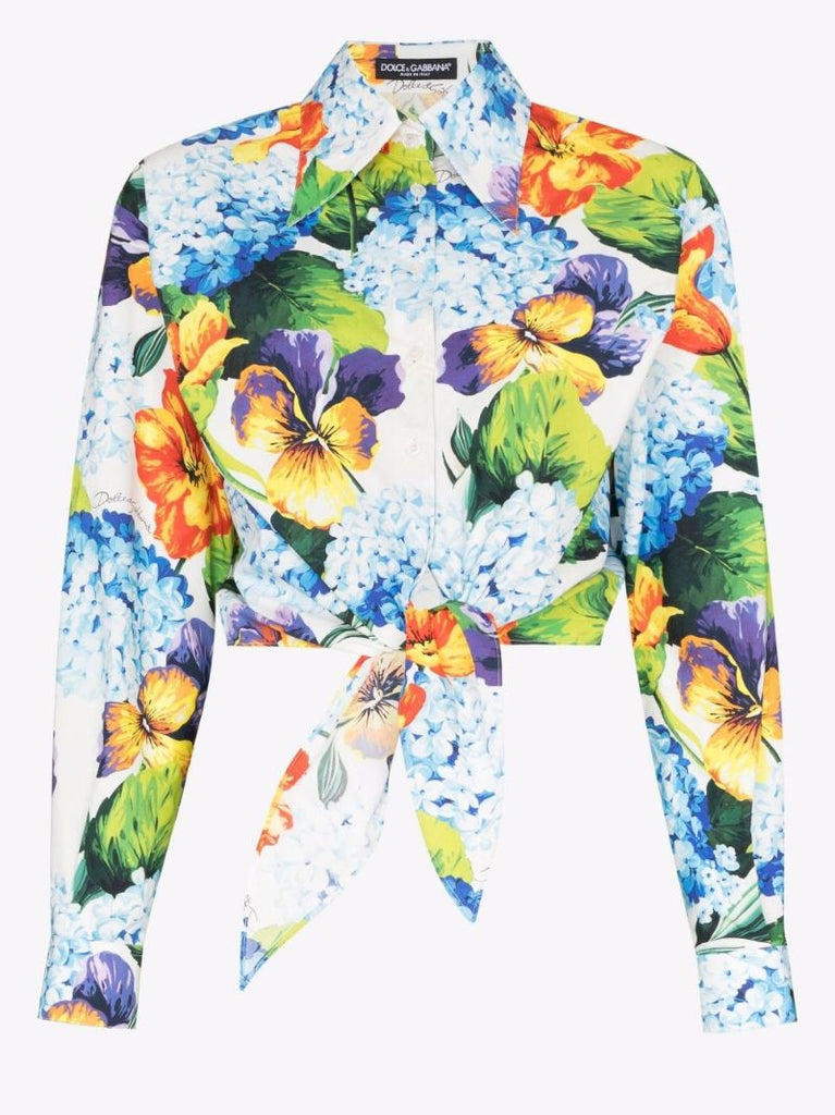 Floral-print Cropped Shirt