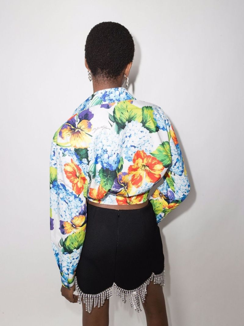 Floral-print Cropped Shirt