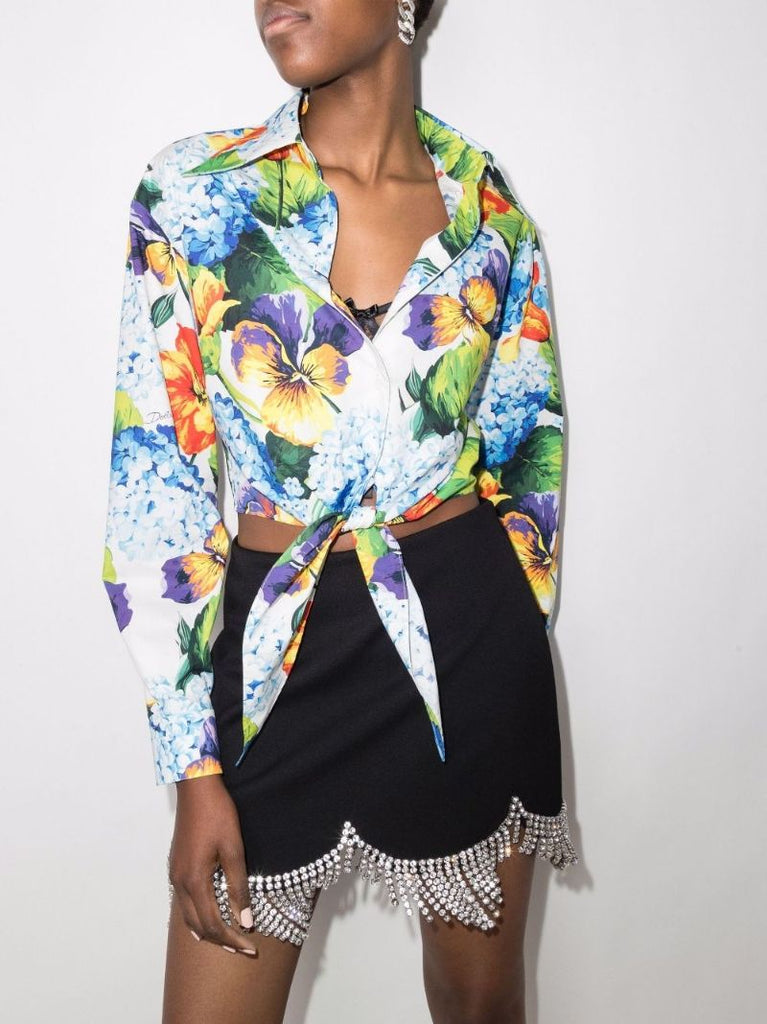 Floral-print Cropped Shirt