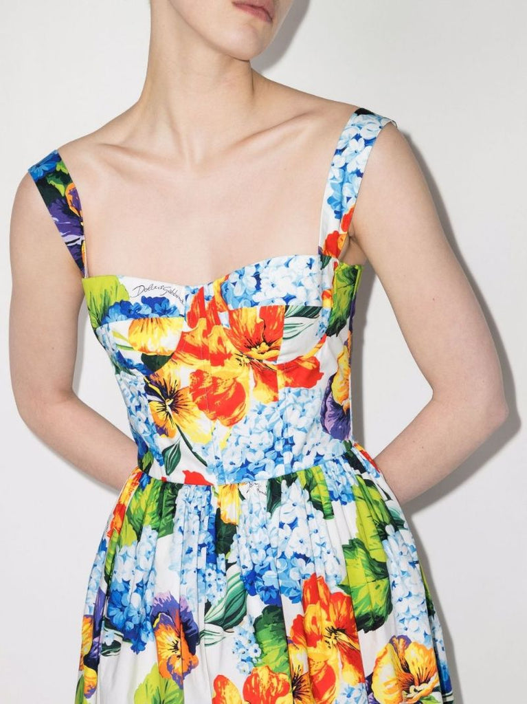 Ortensie Print Sleeveless Midi Dress