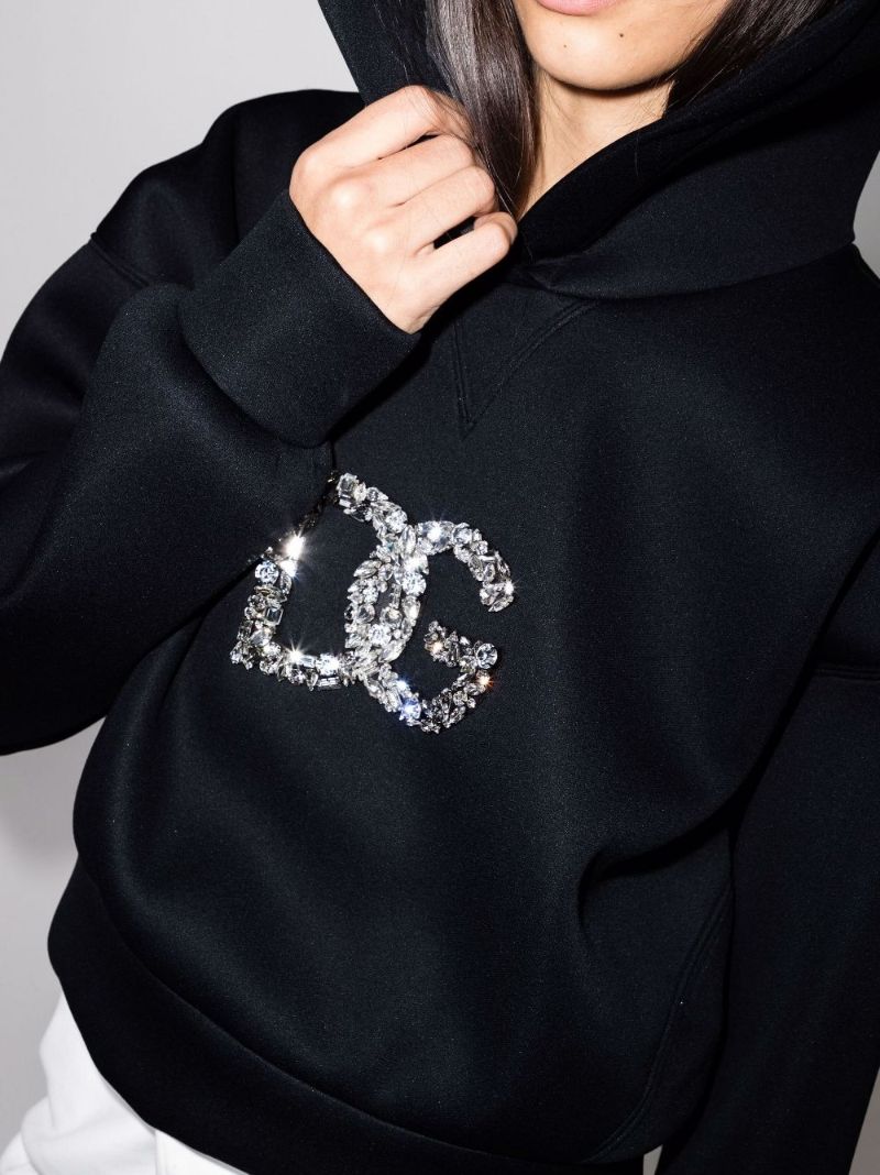 Embellished Logo Cropped Hoodie