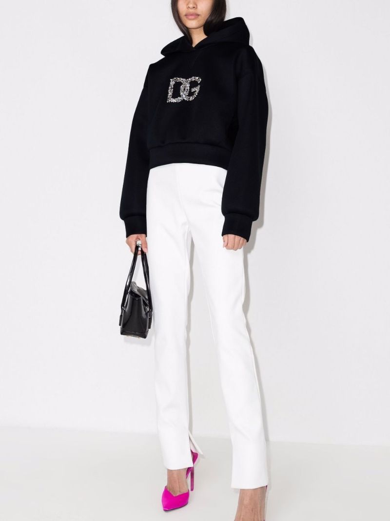Embellished Logo Cropped Hoodie