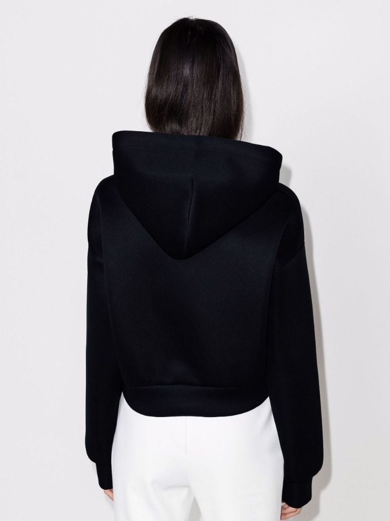 Embellished Logo Cropped Hoodie