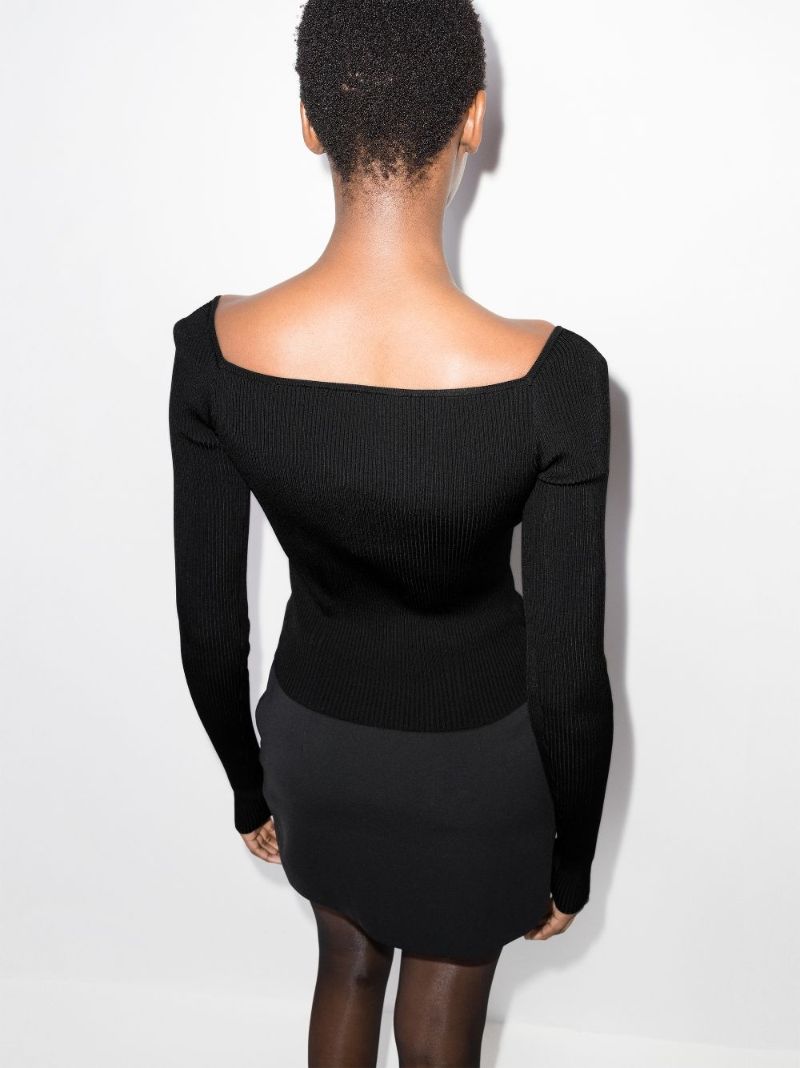 Square Neck Ribbed Knit Top