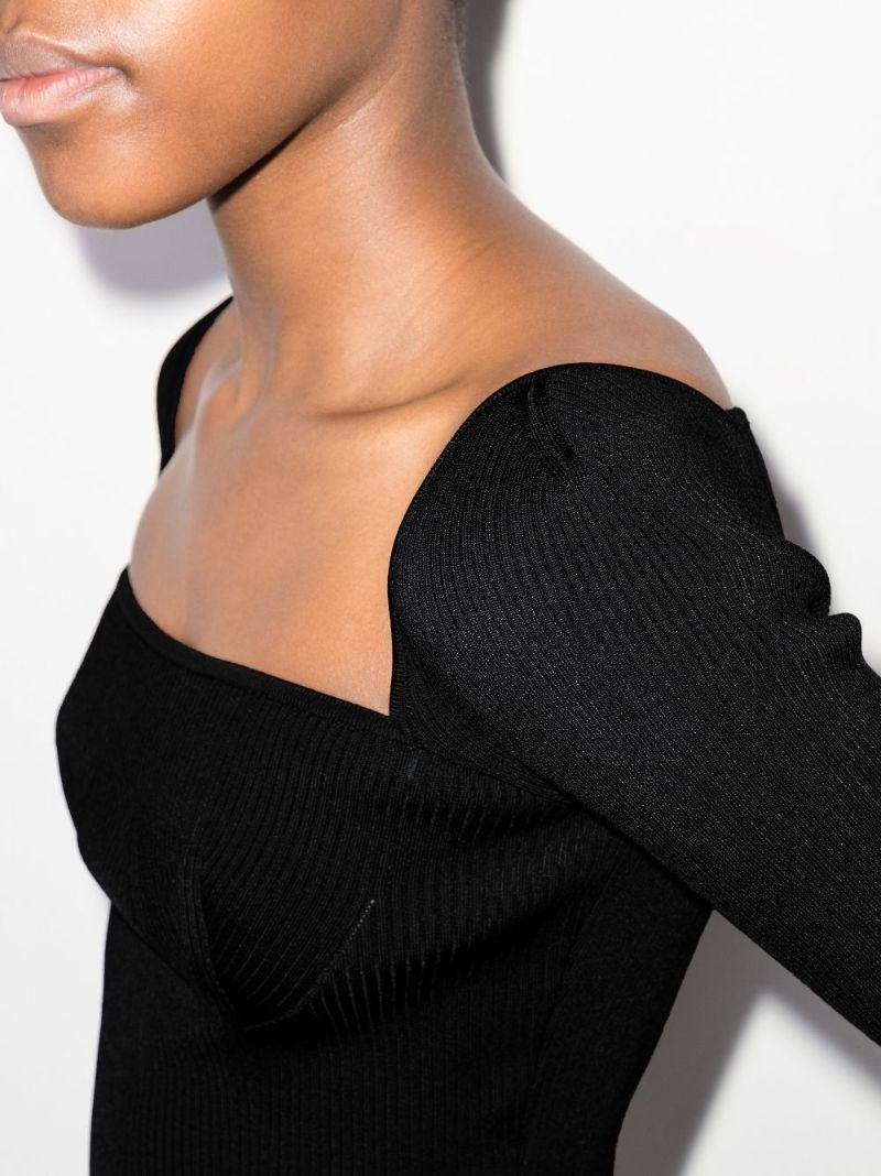 Square Neck Ribbed Knit Top