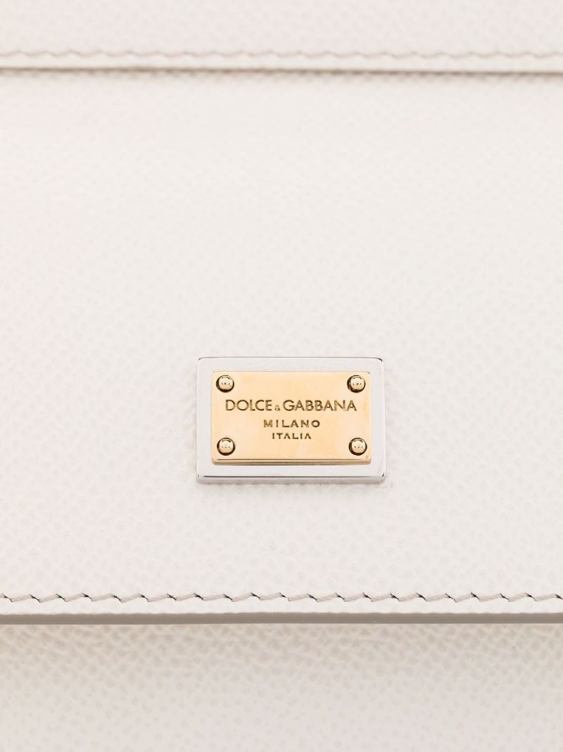 White Sicily Small Leather Tote Bag