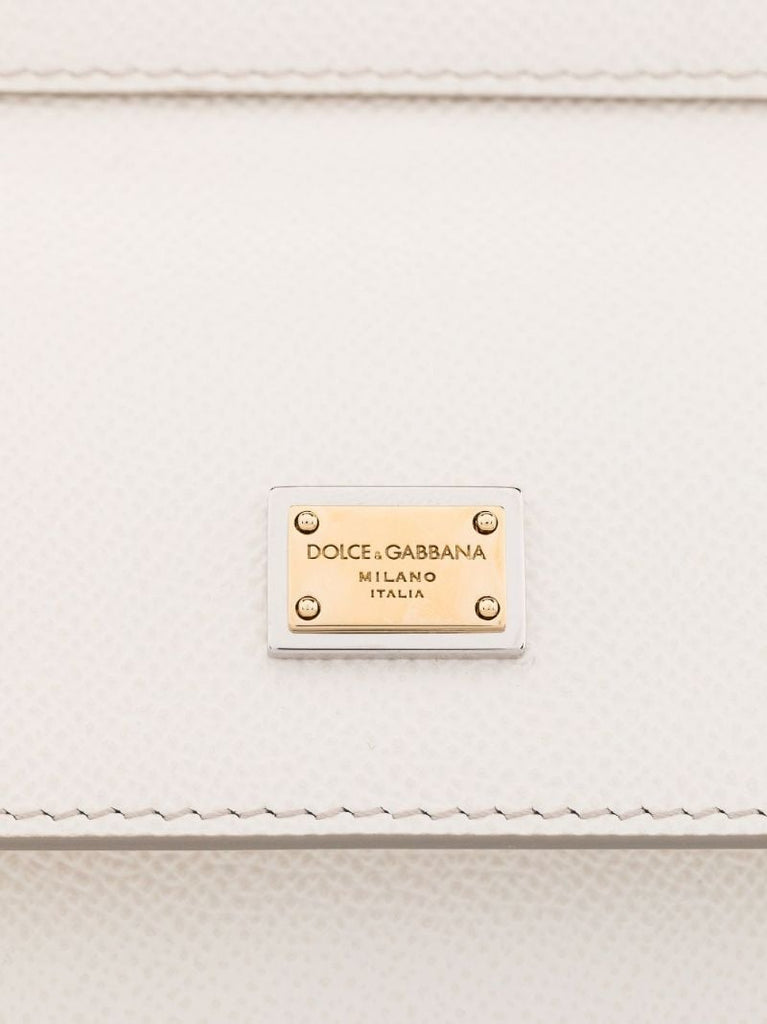 White Sicily Small Leather Tote Bag