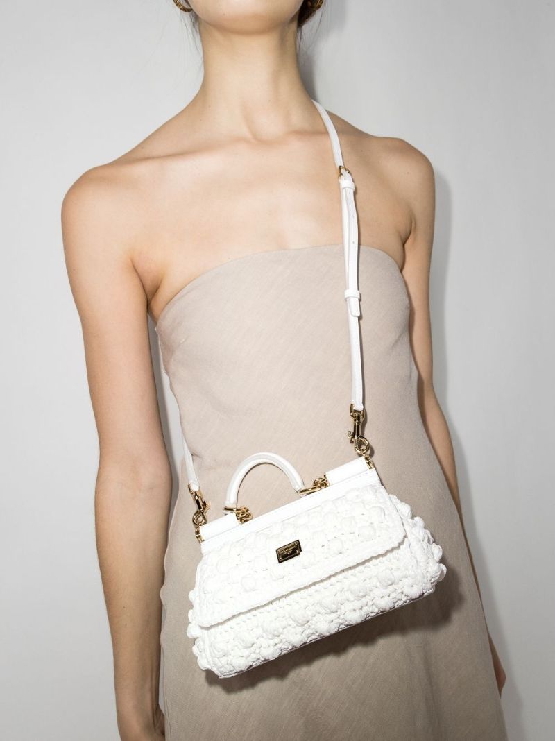 White Sicily Crocheted Small Tote Bag