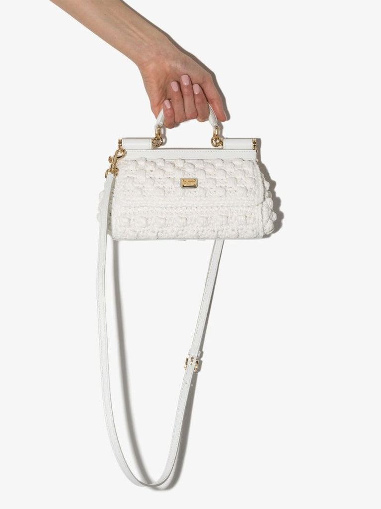 White Sicily Crocheted Small Tote Bag