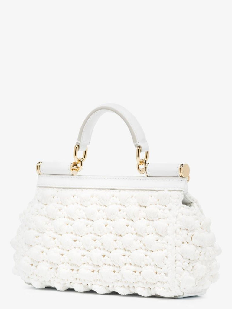 White Sicily Crocheted Small Tote Bag