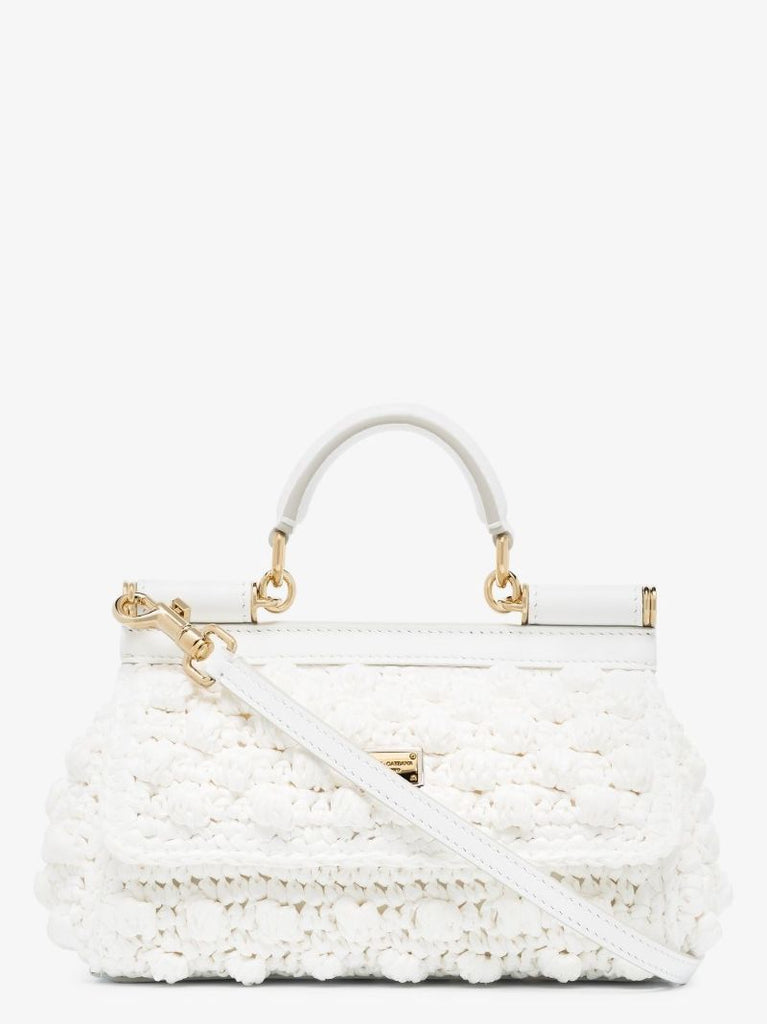 White Sicily Crocheted Small Tote Bag