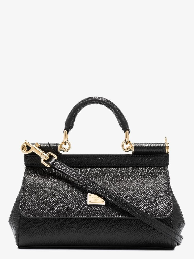 Black Sicily Small Leather Top Handle Bag