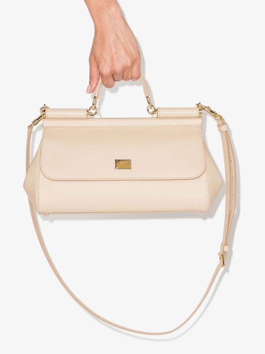 Neutral Sicily Leather Tote Bag
