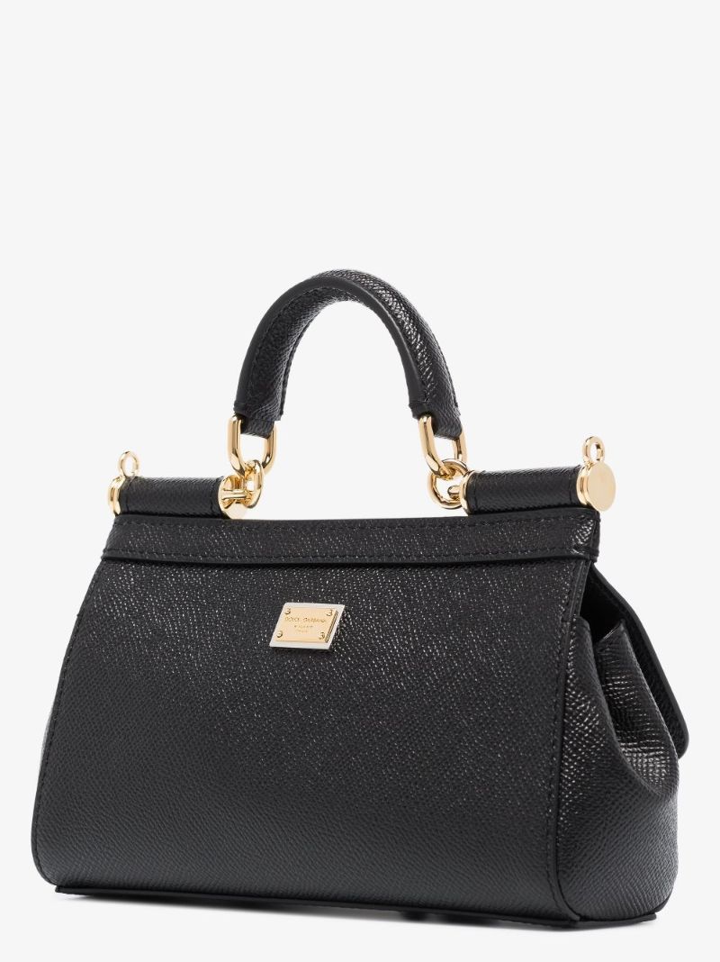 Black Sicily Crystal Leather Tote Bag
