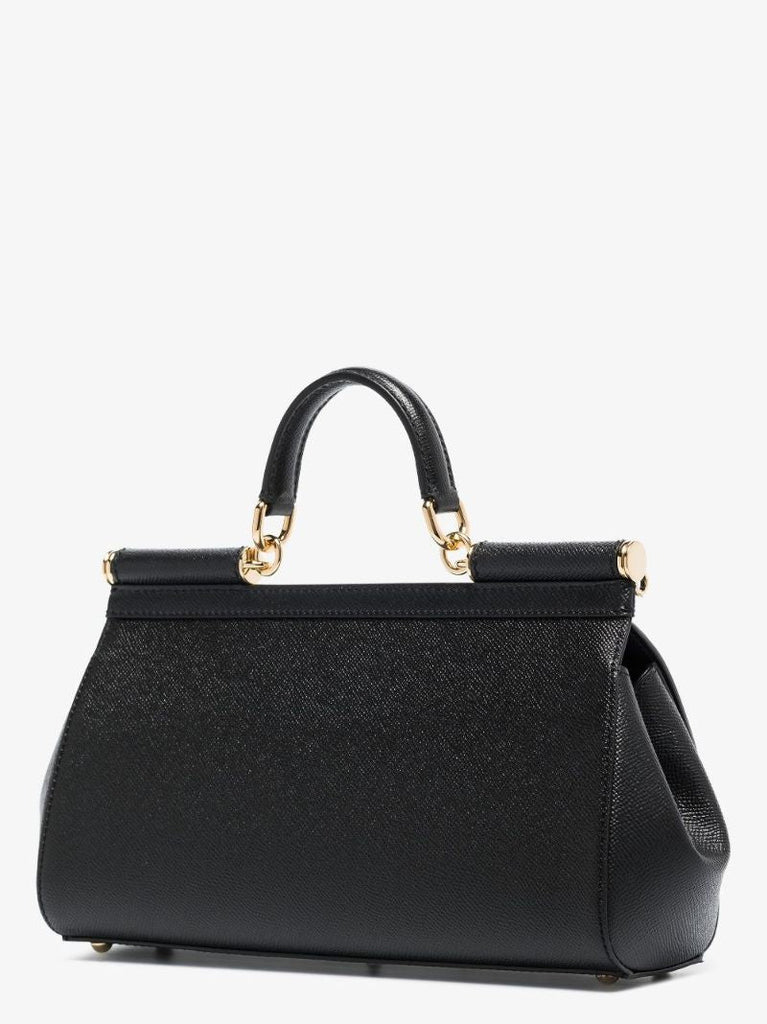 Black Sicily Baguette Leather Shoulder Bag