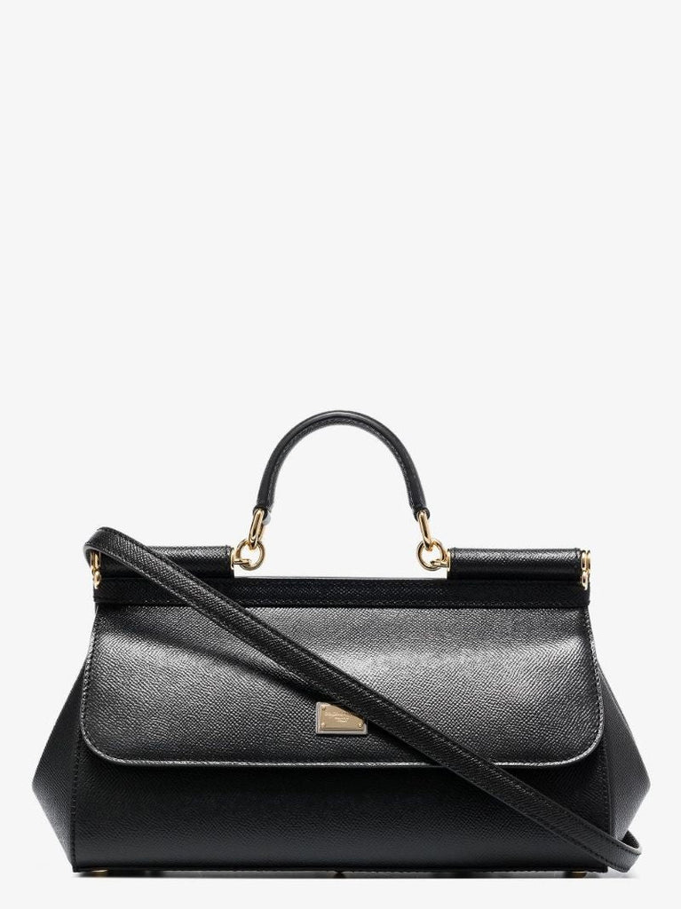Black Sicily Baguette Leather Shoulder Bag