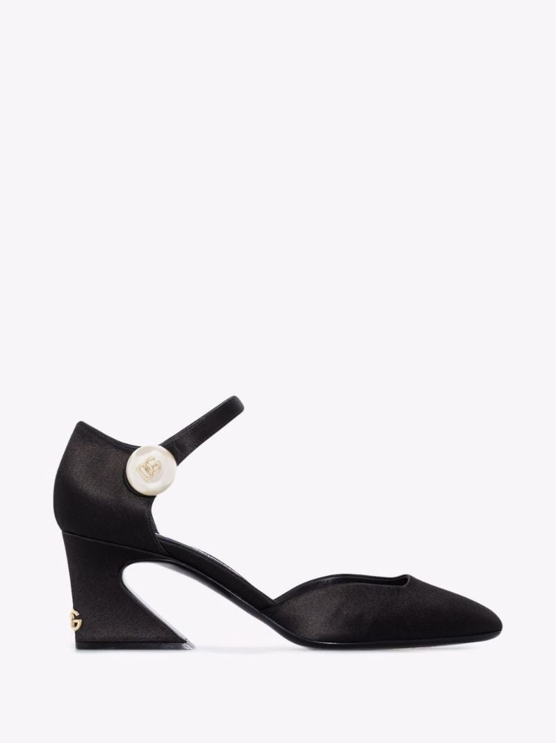 Black 60 Satin Mary Jane Pumps